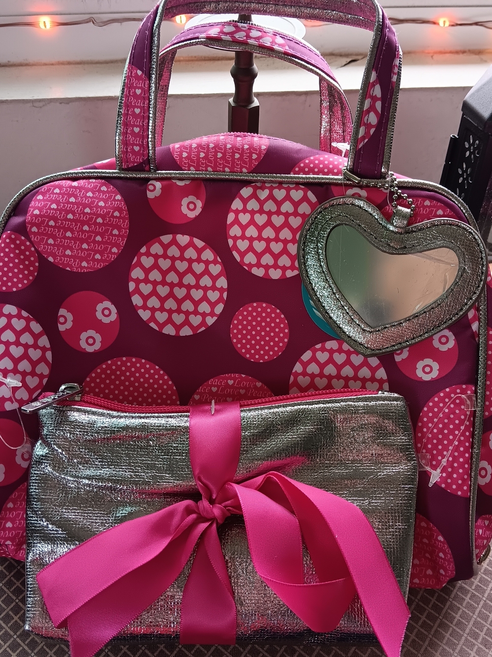 Cosmetic Bag Gift Set, Large Bag And Small Purse Size, Nwts